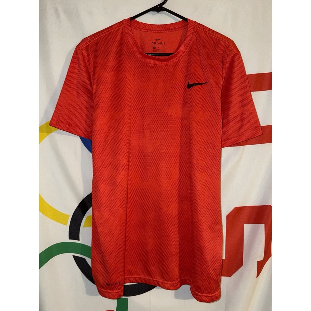 Nike Dri Fit T Shirt Mens Large Red Activewear Running